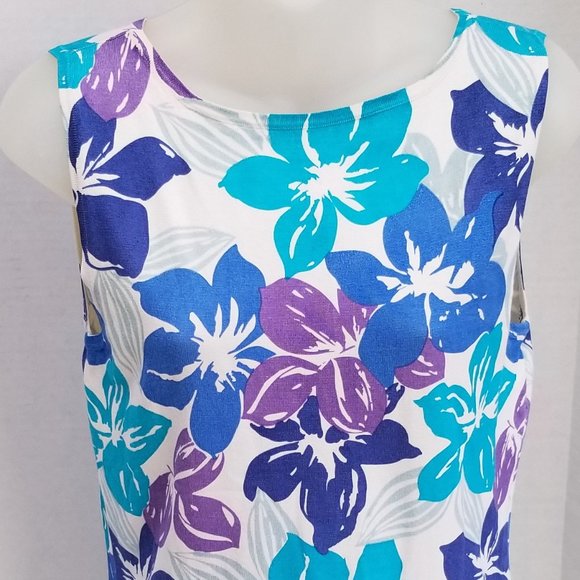 ANNA GRAY Colorful Silk Blend Thin Ribbed Fitted Sleeveless Tank Top LARGE EUC - Picture 1 of 4